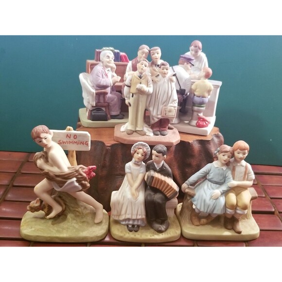 6 Vintage Norman Rockwell Porcelain Figurines Danbury Mint - Picture 1 of 13